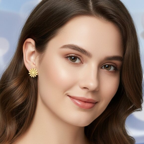 🆕️Minimalist Daisy Flower Stud Dainty Earrings 18K Gold Plated Stainless Steel - Picture 10 of 13